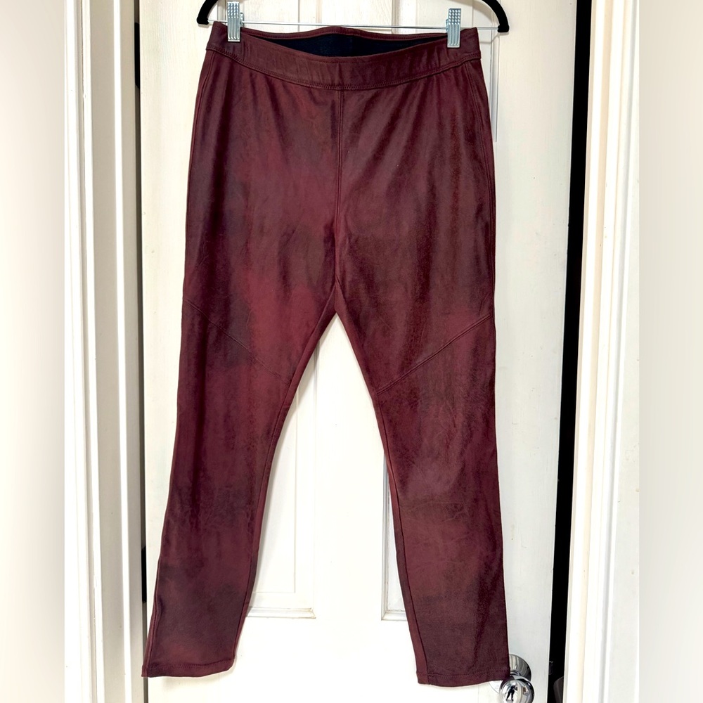 Free People Merlot color Suede-like leggings (sz 29; fits sz 8)